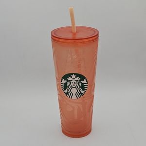 Starbucks Orange Moana Abstract Soft Touch Tumbler Cup 24oz Venti Rare HTF